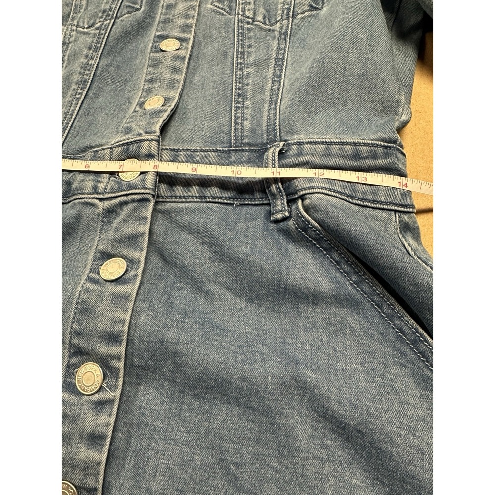 New York & Company Long Sleeve Denim Button-Front Mini Jean Dress Pockets Sz S - Picture 8 of 12